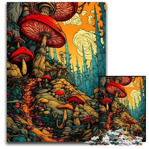 Puzzle mit 1000 Teilen für Erwachsene,Fantastische Pilzwelt-Puzzles für Erwachsene,anspruchsvolles Denkspiel für Teenager,unterhaltsames interaktives Spiel für die ganze Familie,26x38cm von JIANGENNF