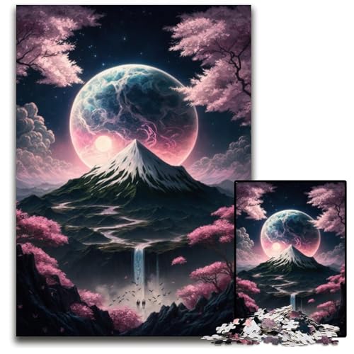 Puzzle mit 1000 Teilen für Erwachsene,Kirschblüten,Berg Fuji,Puzzles für Erwachsene,anspruchsvolles Denkspiel für Teenager,unterhaltsames interaktives Spiel für die ganze Familie,26x38cm von JIANGENNF