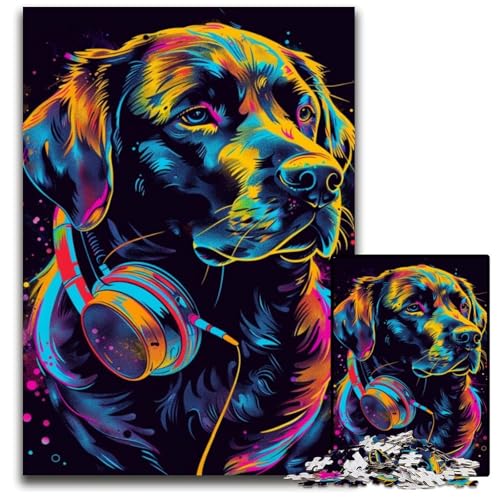 Puzzle mit 1000 Teilen für Erwachsene,Labrador Retriever-Hundekunst,anspruchsvolles Rätsel,anspruchsvolles Denkspiel für Teenager,unterhaltsames interaktives Spiel für die ganze Familie,26x38cm von JIANGENNF