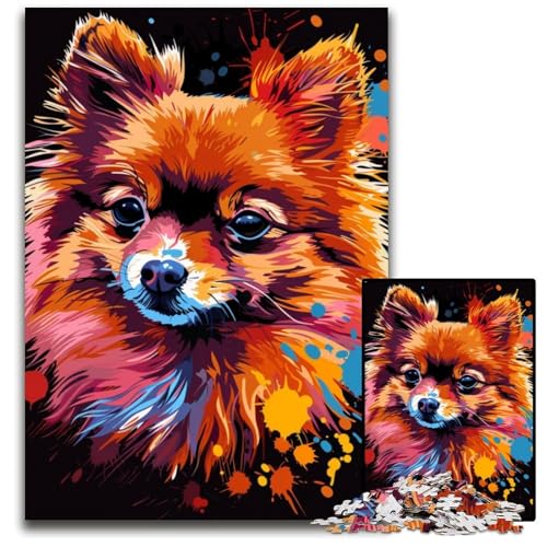 Puzzle mit 1000 Teilen für Erwachsene,Pomeranian-Hundekunst,anspruchsvolles Rätsel,anspruchsvolles Denkspiel für Teenager,unterhaltsames interaktives Spiel für die ganze Familie,50x75cm von JIANGENNF