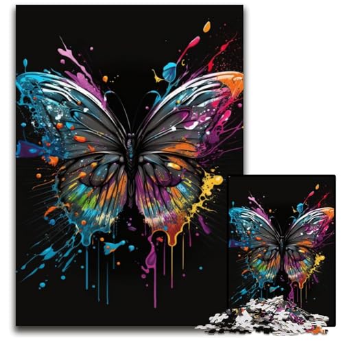 Puzzle mit 1000 Teilen für Erwachsene,Schmetterlings-Malpuzzle für Erwachsene,anspruchsvolles Denkspiel für Teenager,unterhaltsames interaktives Spiel für die ganze Familie,26x38cm/10,23x14,96 Zoll von JIANGENNF