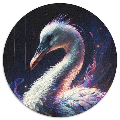 Puzzle mit 1000 Teilen für Erwachsene,rundes Puzzle mit Gemälde eines weißen Schwans,1000 Teile,anspruchsvolles Denkspiel,Familienaktivität,Heimdekoration, (Größe 67,5 x 67,5 cm) von JIANGENNF