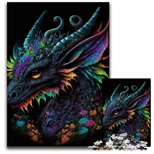 Puzzle mit 1000 Teilen für Erwachsene mit Tieren und Drachen, interaktives Familienspiel, Familienaktivitätsspiel, 26x38cm/10,23x14,96 Zoll von JIANGENNF