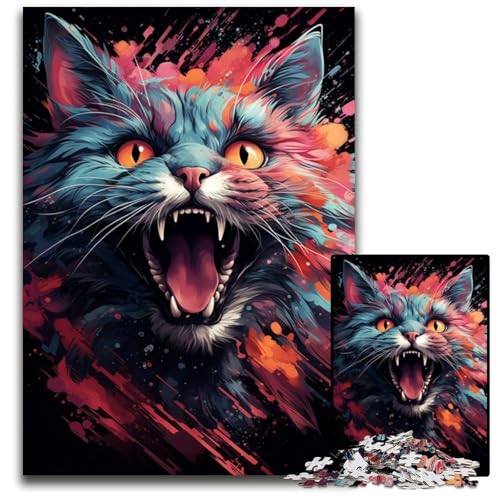 Puzzle mit 1000 Teilen für Erwachsene. Erstaunliche,farbenfrohe magische Katzenpuzzles für Erwachsene. Anspruchsvolles Denkspiel für Teenager. Familienspaßiges,interaktives Spiel. 26x38cm von JIANGENNF