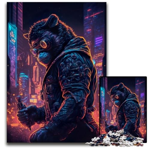 Puzzle mit Affen-Mensch, 1000 Teile, Holzpuzzle, Weihnachten, Halloween, Ostern, Neujahr, 50x75cm/19,68x29,52 Zoll von JIANGENNF