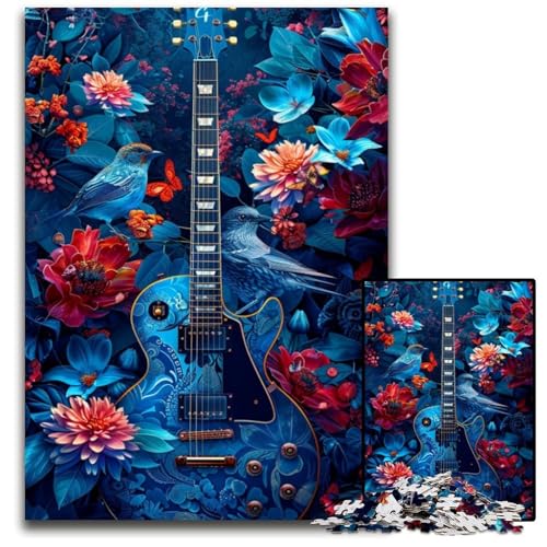 Puzzle mit Gitarre und Blumen, 1000 Teile, für Erwachsene, Puzzle für Erwachsene, Familienspaß, Gehirntraining, Teenager, 26x38cm/10,23x14,96 Zoll Puzzle mit Gitarre und Blumen, 1000 Teile, für Erwachsene, Puzzle für Erwachsene, Familienspaß, Gehirntraining, Teenager, 26x38cm/10,23x14,96 Zoll von JIANGENNF