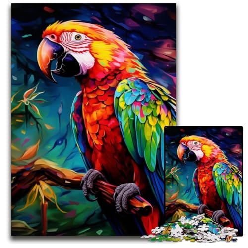 Puzzle mit Tieren, Vögeln und Papageien, 1000 Teile, für Erwachsene, Holzpuzzle, Spaß für zu Hause, Aktivitäten, Geburtstagsgeschenk, Reisegeschenke, 50x75cm/19,68x29,52 Zoll von JIANGENNF