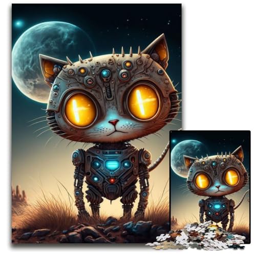 Puzzle mit mechanischer Weltraumkatze für Erwachsene, 1000-teiliges schwieriges Puzzle für Erwachsene, DIY-Kunstwerk, 26x38cm/10,23x14,96 Zoll von JIANGENNF