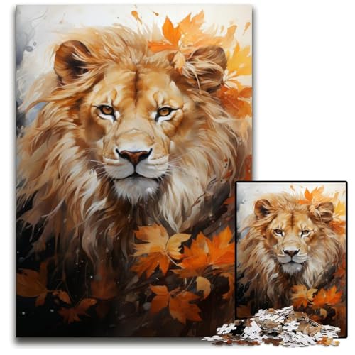 Puzzles für 1000 Teile, Aquarell-Löwen-Puzzles für Erwachsene, anspruchsvolles Denkspiel – entspannendes Spielzeug für Teenager, 26x38cm/10,23x14,96 Zoll von JIANGENNF