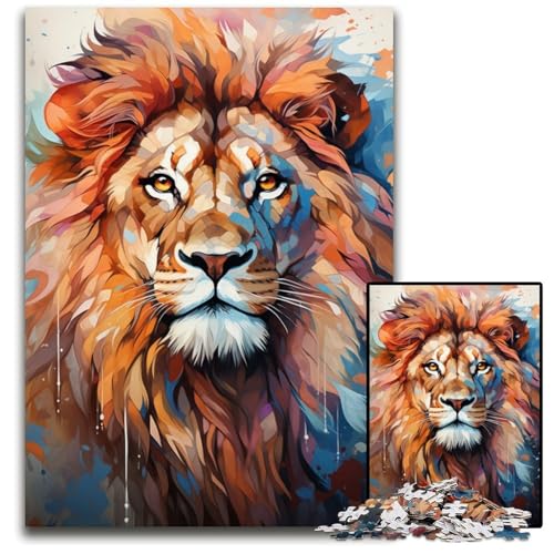 Puzzles für 1000 Teile, Aquarell-Löwen-Puzzles für Erwachsene, anspruchsvolles Denkspiel – entspannendes Spielzeug für Teenager, 26x38cm/10,23x14,96 Zoll von JIANGENNF