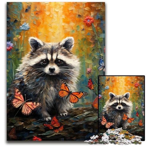 Puzzles für 1000 Teile, Art Raccoon Puzzles für Erwachsene, anspruchsvolles Denkspiel – entspannendes Spielzeug für Teenager, 26x38cm/10,23x14,96 Zoll von JIANGENNF