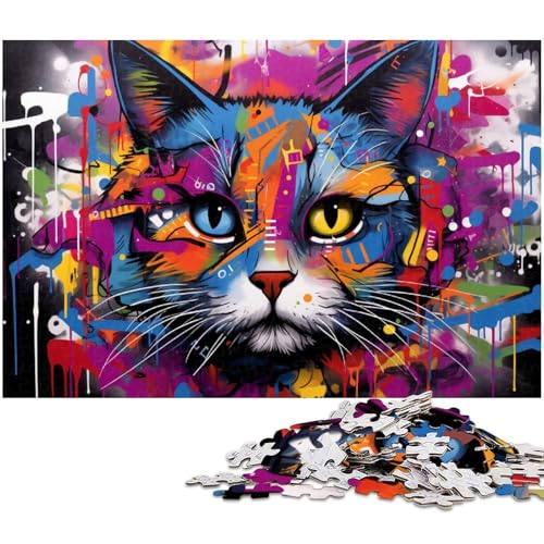 Puzzles für 1000 Teile, Bunte Katzenpuzzles für Erwachsene, Familienspaßaktivität, Gehirnherausforderung, Teenager, 50 x 75 cm / 19,68 x 29,52 Zoll von JIANGENNF