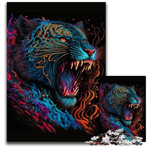 Puzzles für 1000 Teile, Cosmos Tiger, Puzzles für Erwachsene, anspruchsvolles Denkspiel – entspannendes Spielzeug für Teenager, 50x75cm/19,68x29,52 Zoll von JIANGENNF