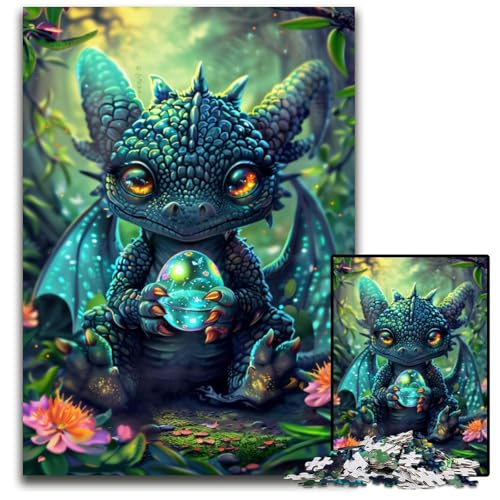 Puzzles für 1000 Teile, Drachenbaby-Puzzles für Erwachsene, anspruchsvolles Denkspiel – entspannendes Spielzeug für Teenager, 50x75cm/19,68x29,52 Zoll von JIANGENNF
