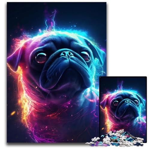 Puzzles für 1000 Teile, Neon-Mops-Puzzles für Erwachsene, anspruchsvolles Denkspiel für Teenager, Spaß am Familienspieleabend, 26x38cm/10,23x14,96 Zoll von JIANGENNF