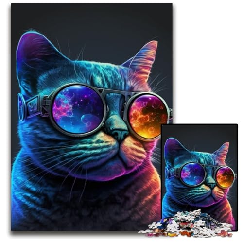 Puzzles für 1000 Teile, Neon-Nerd-Katzen-Puzzles für Erwachsene, anspruchsvolles Denkspiel für Teenager, Spaß für den Familienspielabend, 50x75cm/19,68x29,52 Zoll Puzzles für 1000 Teile, Neon-Nerd-Katzen-Puzzles für Erwachsene, anspruchsvolles Denkspiel für Teenager, Spaß für den Familienspielabend, 50x75cm/19,68x29,52 Zoll von JIANGENNF