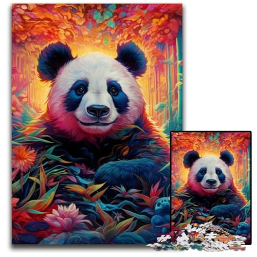 Puzzles für 1000 Teile, farbenfrohe Tierpanda-Puzzles für Erwachsene, anspruchsvolles Denkspiel – entspannendes Spielzeug für Teenager, 26x38cm/10,23x14,96 Zoll von JIANGENNF
