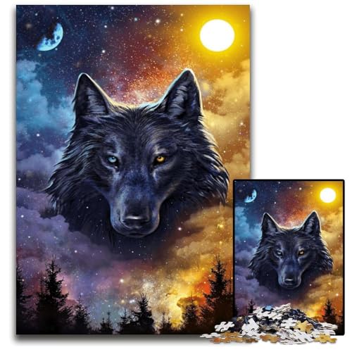 Puzzles für 1000 Teile Wolf-Puzzles aus Pappe für Erwachsene, Denkspiel, interaktives Familienspiel, geeignet für Kinder ab 14 Jahren, 26x38cm/10,23x14,96 Zoll von JIANGENNF