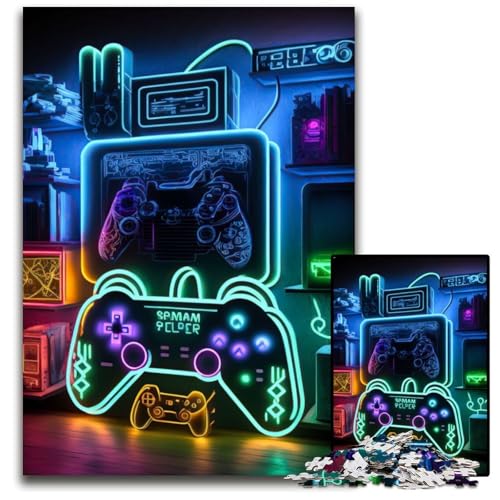 Puzzles für Erwachsene, 1000 Spiele, Neon-Karton-Puzzles, interaktives Familienspiel, Familienaktivitätsspiel, 26x38cm/10,23x14,96 Zoll von JIANGENNF