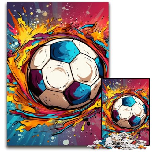 Puzzles für Erwachsene, 1000 farbenfrohe Fußball-Puzzles für Erwachsene, perfekt für Familienfeiern, Geburtstage, Feiertage, 26x38cm/10,23x14,96 Zoll von JIANGENNF