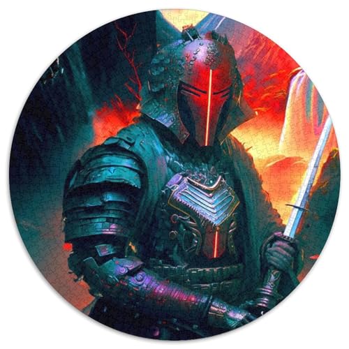 Reitende japanische Samurai-Puzzles 1000 Teile für Erwachsene. Runde Puzzles 1000 Teile für Erwachsene Heimdekoration und Urlaubsspaß (Größe 67,5 x 67,5 cm) von JIANGENNF