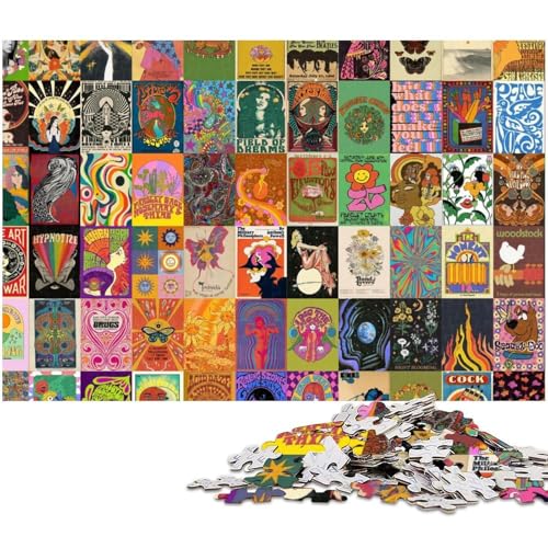 Retro-Psychedelisches Puzzle für Erwachsene,1000 Teile,Schwierige Rätsel für Erwachsene,Herausforderndes Denkspiel für Teenager,Spaß für den Spieleabend mit der Familie,26 x 38 cm / 10,23 x 14,96 Zoll Retro-Psychedelisches Puzzle für Erwachsene,1000 Teile,Schwierige Rätsel für Erwachsene,Herausforderndes Denkspiel für Teenager,Spaß für den Spieleabend mit der Familie,26 x 38 cm / 10,23 x 14,96 Zoll von JIANGENNF