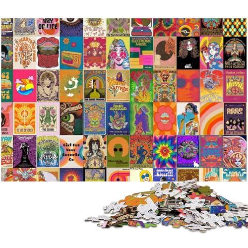 Retro-Psychedelisches Puzzle mit 1000 Teilen für Erwachsene,Kartonpuzzle zum Entspannen und Herausfordern,farbenfrohe Kunst zur Heimdekoration, Freunde,26x38cm Retro-Psychedelisches Puzzle mit 1000 Teilen für Erwachsene,Kartonpuzzle zum Entspannen und Herausfordern,farbenfrohe Kunst zur Heimdekoration, Freunde,26x38cm von JIANGENNF