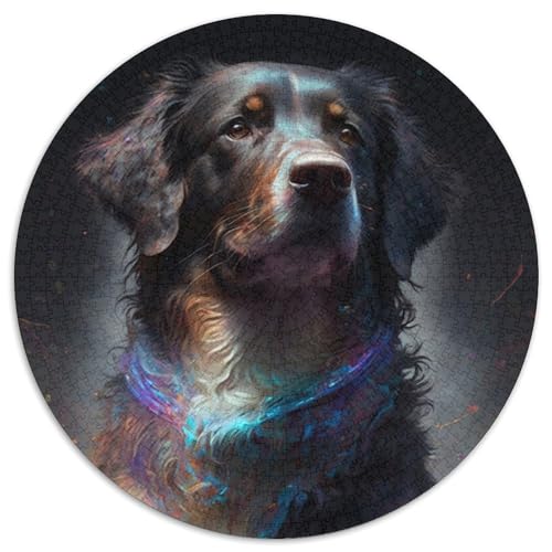 Ronnetweiler-Hundepuzzle 1000 Teile, runde Puzzles mit 1000 Teilen für Erwachsene, Lernspielzeug für Teenager, Heimbüro-Dekor (Größe 67,5 x 67,5 cm) von JIANGENNF
