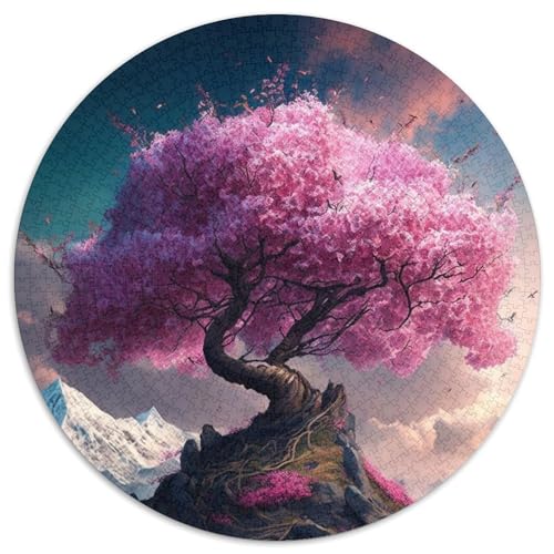 Rosa Kirschblütenbaum, 1000-teiliges Puzzle-Geschenk, rundes Puzzle, 1000 Teile, anspruchsvolles DIY-Denkspiel, perfektes Familienspiel oder dekoratives Geschenk (Größe 67,5 x 67,5 cm) von JIANGENNF