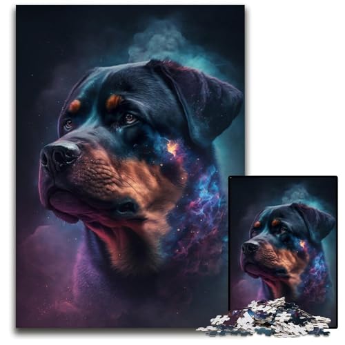Rottweiler-Puzzle 1000 Teile für Erwachsene, Papppuzzle, Weihnachten, Halloween, Ostern, Neujahr, 26x38cm/10,23x14,96 Zoll von JIANGENNF