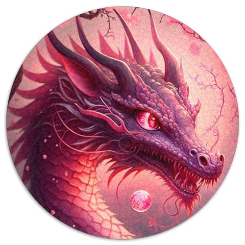 Sakura Japanischer Drache 1000-teiliges Puzzle, rund, 1000 Teile, für Erwachsene, Schwierigkeitsgrad: Anfänger, ideal als Geburtstags (Größe: 67,5 x 67,5 cm) von JIANGENNF