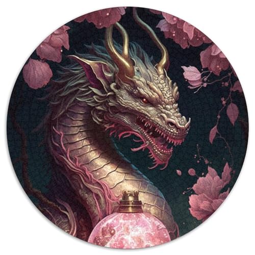 Sakura Japanisches Drachen-Puzzle für Erwachsene, 1000 Teile, 1000-teiliges rundes Puzzle für Erwachsene, hochschwieriges Denkspiel für Teenager (Größe 67,5 x 67,5 cm) von JIANGENNF
