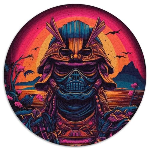 Samurai Synth Wave Puzzle für Erwachsene, 1000-teiliges Puzzle für Erwachsene, pädagogisches Denkspiel, künstlerische Heim- und Bürodekoration, ab 14 Jahren (Größe 67,5 x 67,5 cm) von JIANGENNF