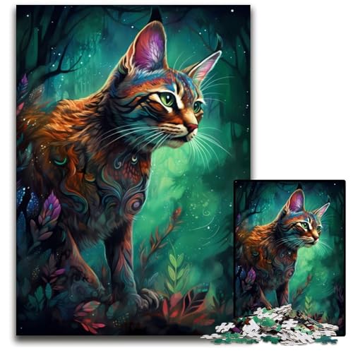 Savannah Cat Sorcery 1000-teiliges Puzzle für Erwachsene, anspruchsvolles Denkspiel – entspannendes Spielzeug für Teenager, 50x75cm/19,68x29,52 Zoll Savannah Cat Sorcery 1000-teiliges Puzzle für Erwachsene, anspruchsvolles Denkspiel – entspannendes Spielzeug für Teenager, 50x75cm/19,68x29,52 Zoll von JIANGENNF