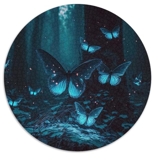 Schmetterlings-Puzzle für Erwachsene, 1000-teiliges, rundes Puzzle, interaktives Familienspiel, Denksportaufgabe als Geschenk, Lernspielzeug (Größe 67,5 x 67,5 cm) von JIANGENNF
