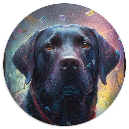 Schwarzes Labrador-Puzzle 1000 Teile für Erwachsene, 1000-teiliges rundes Puzzle für Erwachsene, Lernspielzeug für Teenager, Heimbüro-Dekor (Größe 67,5 x 67,5 cm) von JIANGENNF