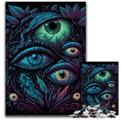 Schwarzlicht-Kompositionspuzzle für Erwachsene, 1000 Teile, Papppuzzle, interaktives Familienspiel, Denksportaufgabe, Lernspielzeug, 26x38cm/10,23x14,96 Zoll von JIANGENNF