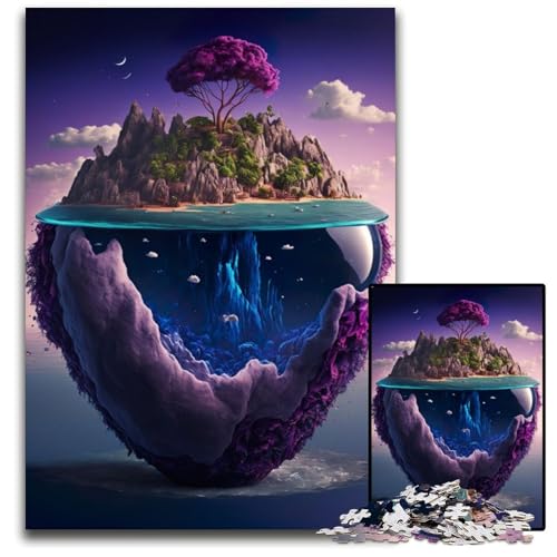 Schwimmende Insel-Puzzles 1000 Teile für Erwachsene, Puzzle für Erwachsene, interaktives Familienspiel, Gehirn-Herausforderung, Lernspielzeug, 26x38cm/10,23x14,96 Zoll von JIANGENNF