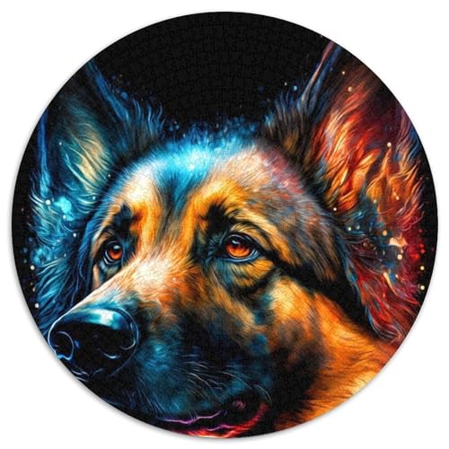 Shepherd 1000-teiliges Puzzle, rund, 1000 Teile, für Erwachsene, Schwierigkeitsgrad: Anfänger, ideal als Geburtstags (Größe: 67,5 x 67,5 cm) von JIANGENNF