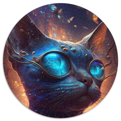 Siamkatze, unnatürliches Puzzle für Erwachsene, 1000 Teile, 1000 Teile, rundes Puzzle, interaktives Familienspiel, Denksportaufgabe als Geschenk, Lernspielzeug (Größe 67,5 x 67,5 cm) von JIANGENNF