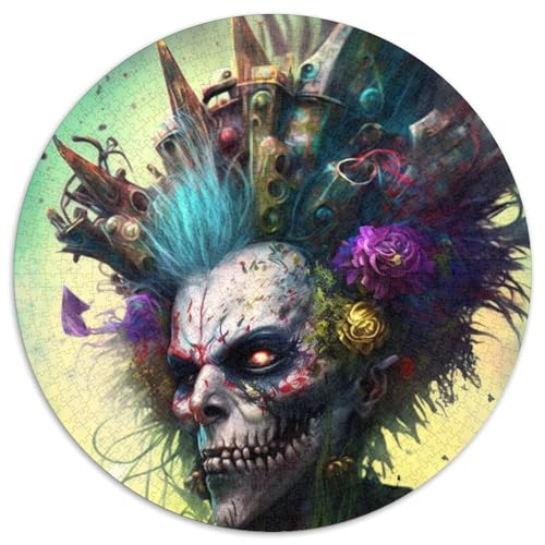 Skelett-Kunst-Puzzle 1000 Teile für Erwachsene, 1000-teiliges rundes Puzzle für Erwachsene, Lernspielzeug für Teenager, Heimbüro-Dekor (Größe 67,5 x 67,5 cm) von JIANGENNF