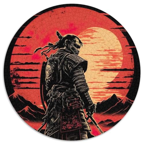 Sonnenuntergang-Samurai-Puzzle, 1000 Teile, rundes Puzzle, 1000 Teile, ideales DIY-Dekor und Denksportgeschenk (Größe 67,5 x 67,5 cm) von JIANGENNF