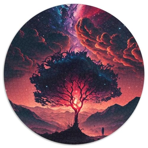 Space Tree Puzzle 1000 Teile für Erwachsene, 1000-teiliges rundes Puzzle für Erwachsene, Lernspielzeug für Teenager, Heimbüro-Dekor (Größe 67,5 x 67,5 cm) von JIANGENNF