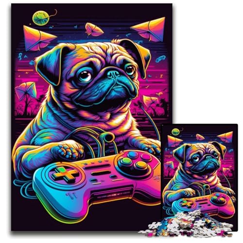 Spiel-Mops-Puzzle 1000 Teile für Erwachsene, Holzpuzzle, perfekt für Familienfeiern, Geburtstage, Feiertage, 50x75cm/19,68x29,52 Zoll Spiel-Mops-Puzzle 1000 Teile für Erwachsene, Holzpuzzle, perfekt für Familienfeiern, Geburtstage, Feiertage, 50x75cm/19,68x29,52 Zoll von JIANGENNF