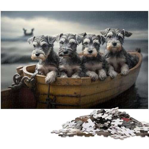 Standard-Schnauzer-Puzzles für 1000 Teile aus Karton, anspruchsvolles DIY-Denkspiel, perfektes Familienspiel oder dekoratives Geschenk, 26 x 38 cm / 10,23 x 14,96 Zoll von JIANGENNF