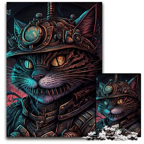 Steampunk-Katze, 1000-teiliges Puzzle für Erwachsene, Papppuzzle, Spaß für den Familienspielabend, dekoratives Kunstwerk zum Selbermachen, 26x38cm/10,23x14,96 Zoll Steampunk-Katze, 1000-teiliges Puzzle für Erwachsene, Papppuzzle, Spaß für den Familienspielabend, dekoratives Kunstwerk zum Selbermachen, 26x38cm/10,23x14,96 Zoll von JIANGENNF