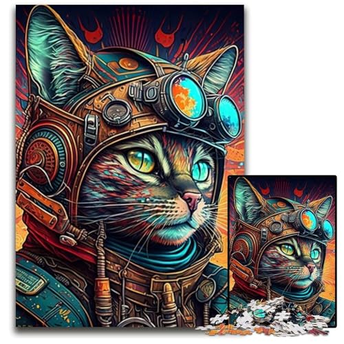 Steampunk-Katzen-Puzzle 1000 Teile für Erwachsene, Puzzle für Erwachsene, Familienaktivität, Heimdekoration zum Selbermachen, 26x38cm/10,23x14,96 Zoll Steampunk-Katzen-Puzzle 1000 Teile für Erwachsene, Puzzle für Erwachsene, Familienaktivität, Heimdekoration zum Selbermachen, 26x38cm/10,23x14,96 Zoll von JIANGENNF