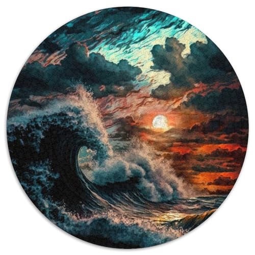 Stormly Ocean 1000-teiliges Puzzle-Geschenk, rundes Puzzle 1000 Teile, anspruchsvolles DIY-Denkspiel, perfektes Familienspiel oder dekoratives Geschenk (Größe 67,5 x 67,5 cm) von JIANGENNF