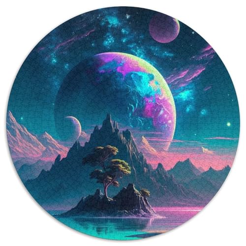 Strand, der nahe Berg, 1000-teiliges Puzzle für Erwachsene, 1000-teiliges rundes Puzzle, Teenager, Paare und Freunde zum Geburtstag, zu Weihnachten (Größe 67,5 x 67,5 cm) von JIANGENNF