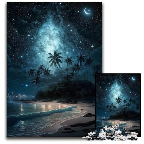 Strand-Nachtszene-Puzzle 1000 Teile für Erwachsene. Puzzles, Eltern, Partner, Freunde – ab 14 Jahren, 26x38cm/10,23x14,96 Zoll Strand-Nachtszene-Puzzle 1000 Teile für Erwachsene. Puzzles, Eltern, Partner, Freunde – ab 14 Jahren, 26x38cm/10,23x14,96 Zoll von JIANGENNF